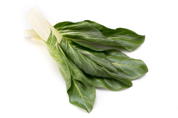 Spinach leaves close up isolated on white.