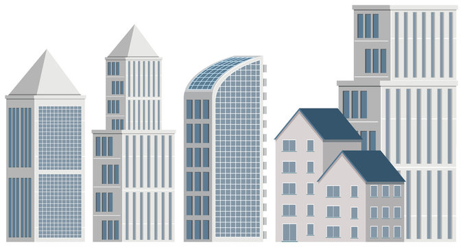 Office buildings on white background