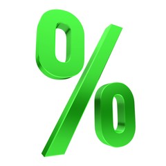 percent percentage 3d sign symbol icon green 