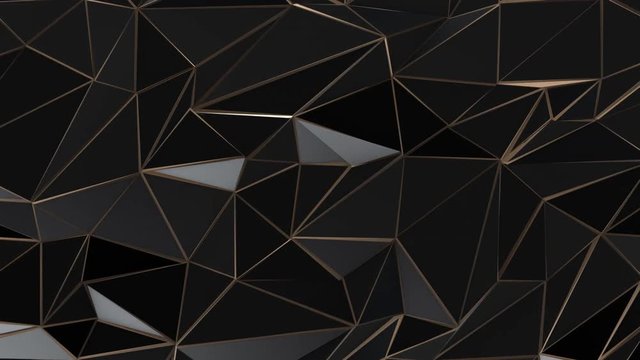 Black and gold abstract low poly triangle background