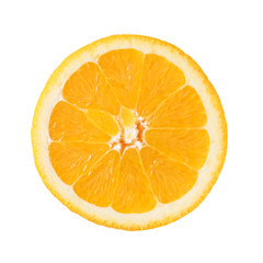 Slice of fresh orange isolated on white background