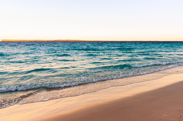 Sunrise on the beach, Australia, Hiams beach with sand - vintage filter