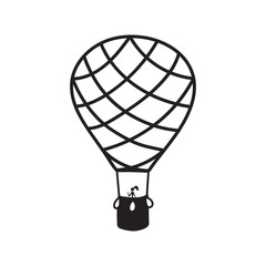 Vector outline hot air balloon with people  