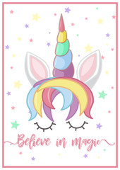 Poster design with unicorn head
