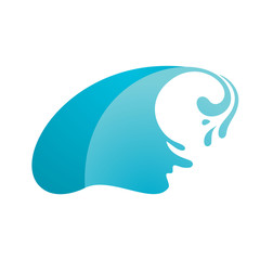 Wave with drop on white background