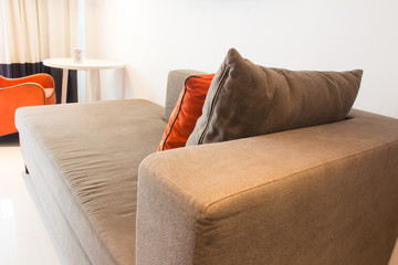 Modern sofa brown fabric in livingroom