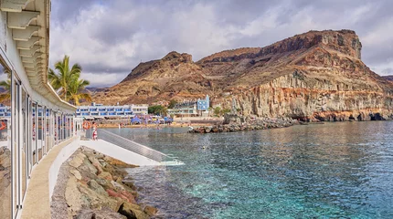 Poster Beach Club of "Puerto de Mogan" on Grand Canary Island - Spain / Cloudy day at the beach © marako85