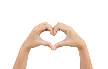 Obraz premium Heart shape with hand on isolate background.