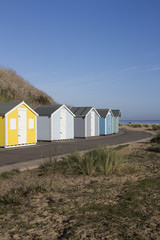 Fototapeta na wymiar Beach Huts at Pakefield, Suffolk, England