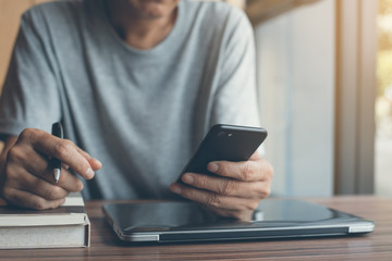 Man using smartphone