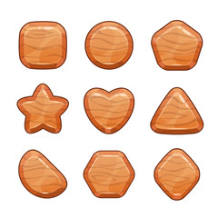 Cartoon wooden shapes set.