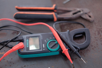 Digital multimeter on the table