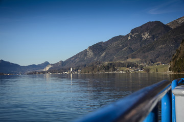 landscape view of the shore of lake St Wolfgang (Wolfgangsee)