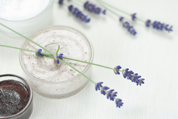 Cream, lavender flowers