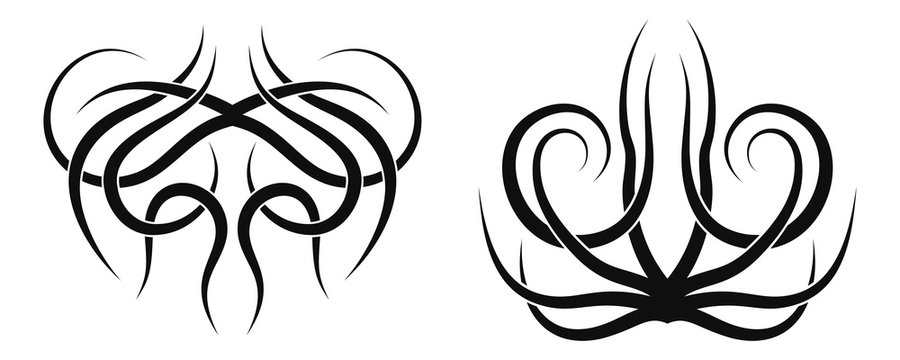 Set of two vector desings. Tattoo tribal patterns.
