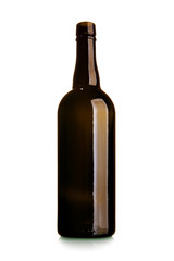 Empty wine bottle of dark glass