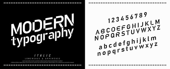 modern alphabet fonts and numbers. designs for logo, Poster, Invitation, etc. Typography italic font uppercase and lowercase. vector illustration © geengraphy