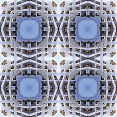 Seamless texture, pattern, square - architecture in blue tones