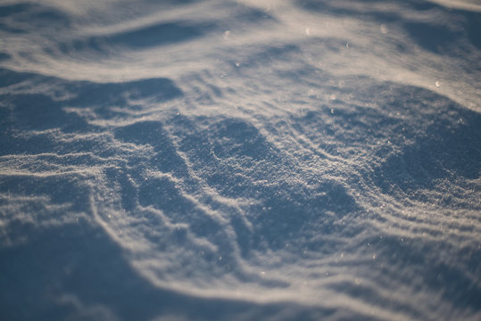 after Arctic Storm. Close-up shot of snow desert in Odessa