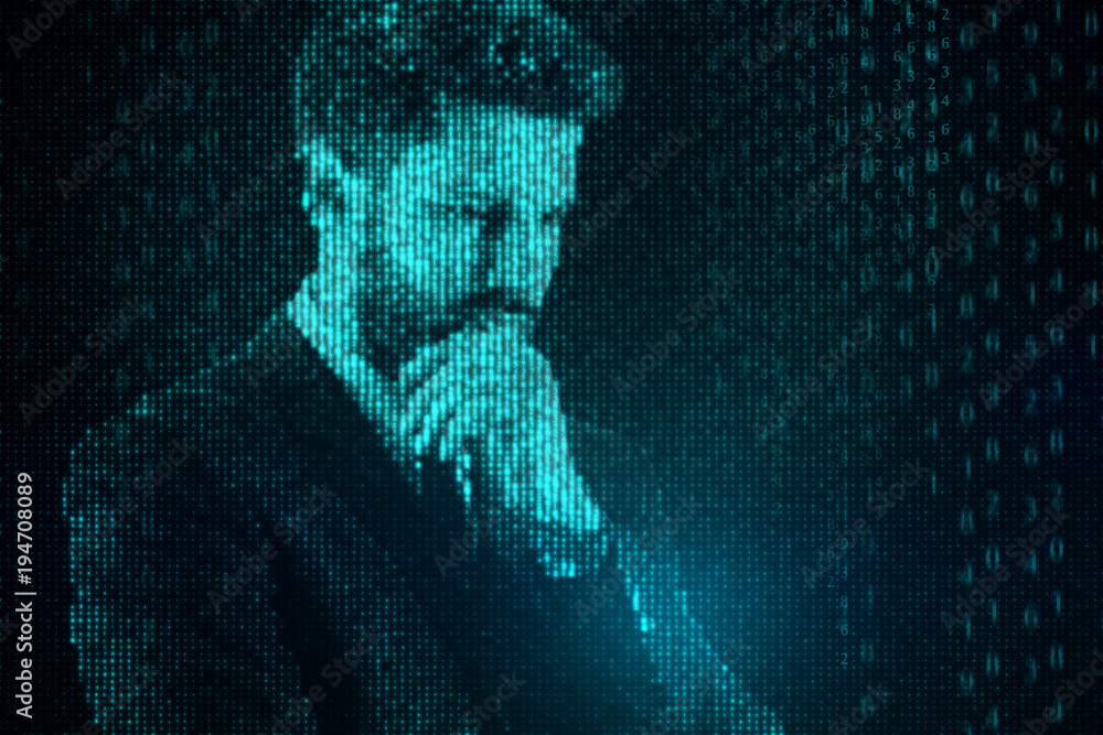 Poster binary code businessman