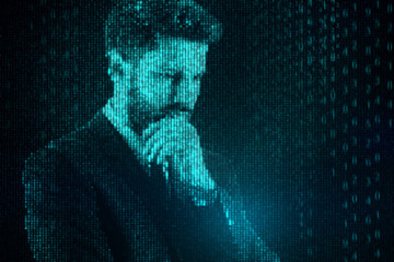 Binary code businessman