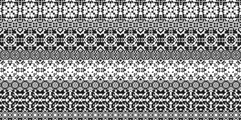 Ethnic horizontal vector pattern. Seamless navajo triangular design. Monochrome tribal textile print. American Indian background.