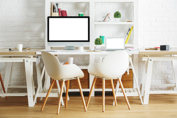 Commercial interior with workplace