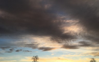 winter sunset with clouds
