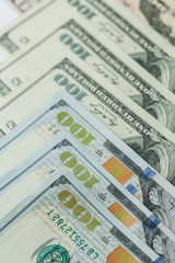 Macro close up of Ben Franklin's face on the US 100 dollar