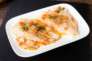 fresh cod fillet cooked in classic wood