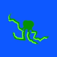 Obraz premium Octopus on the blue background