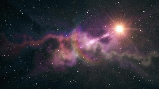 lone big star flickering shine in soft moving nebula stars night sky animation background new quality nature scenic cool colorful light video footage