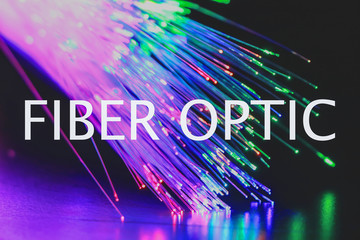 Abstract background fiber optics close up, computer communication technology. Optical lighting.