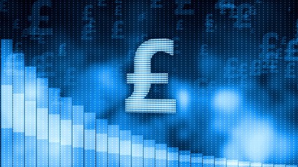 Pound falling, descending graph background, world crisis, stock market crash