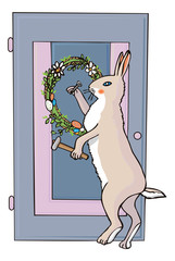 Easter Bunny and festive wreath