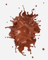 chocolate splash and pouring,isolated on white background, Include clipping path.