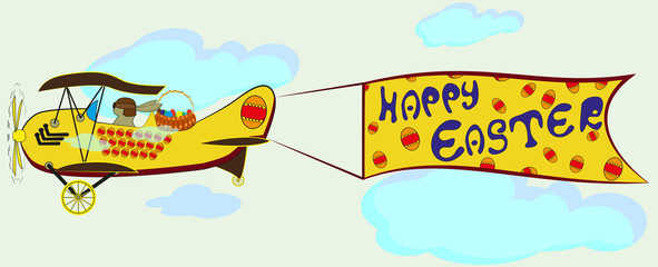 The Easter bunny flies by plane