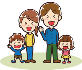 二世帯家族のイラスト素材