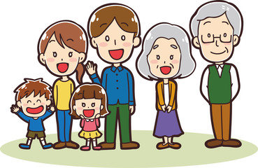 三世代家族のイラスト素材