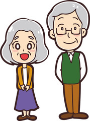 シニア夫婦のイラスト