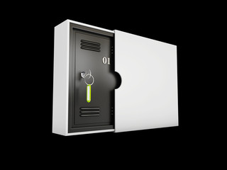Safe deposit lockboxes isolated black, 3d Illustration