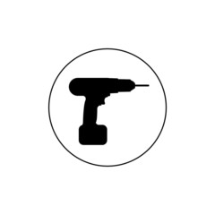 Screwdriver, power drill line icon logo