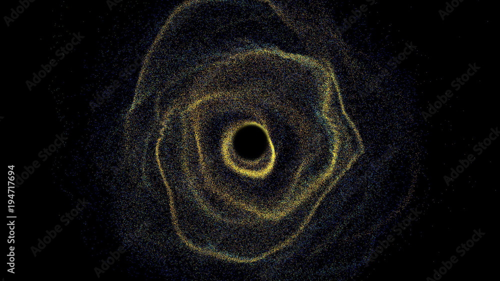 Poster futuristic black hole. abstract space background. digital 3d rendering backdrop