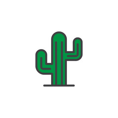 Cactus filled outline icon, line vector sign, linear colorful pictogram isolated on white. Mexican cactus symbol, logo illustration. Pixel perfect vector graphics