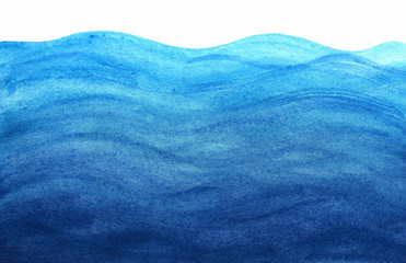 Obraz premium Błękitne morze fale w akwareli