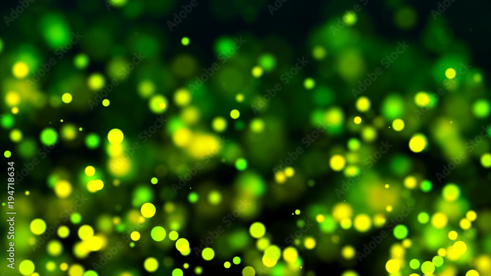 Poster bright green glowing bokeh, shallow depth of field, modern computer generated background, 3d renderi