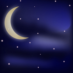 Obraz na płótnie Canvas Night Sky, Moon and Stars