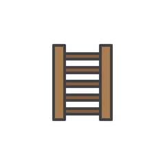Wooden ladder filled outline icon, line vector sign, linear colorful pictogram isolated on white. Staircase symbol, logo illustration. Pixel perfect vector graphics