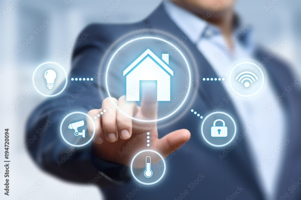 Aufkleber smart home automation control system. innovation technology internet network concept