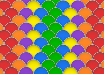 3d redndering. rainbow Colorful Circle in Wave pattern deocorative wall background.